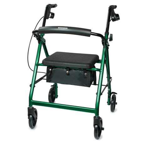 Mckesson 4-Wheel Rollator McKesson, Grn, Folding, Alum Frame, 300 lb. Capacity 146-R726GR